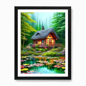 Cottage In The Forest Art Print