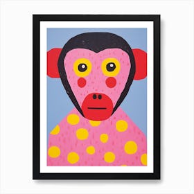 Pink Polka Dot Chimpanzee Art Print