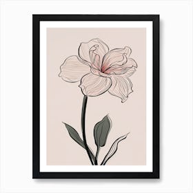 Daffodils Line Art Flowers Illustration Neutral 20 Art Print