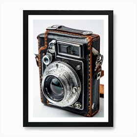 Vintage Camera Encased In An Antique Black Leather Pouch Isolated Against A White Backdrop Lens Met 2 Art Print