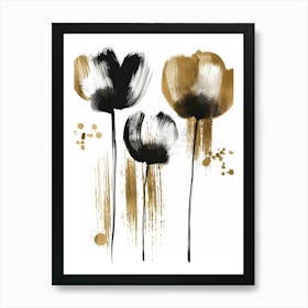 Black And Gold Poppies Art Print