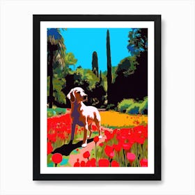 A Painting Of A Dog In Descanso Gardens, Usa In The Style Of Pop Art 01 Art Print