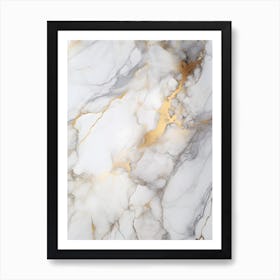 Gold And White Marble Art Print