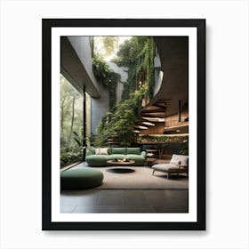 Modern Living Room With Plants Art Print