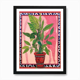 Pink And Red Plant Illustration Zz Plant Zamicro 2 Art Print