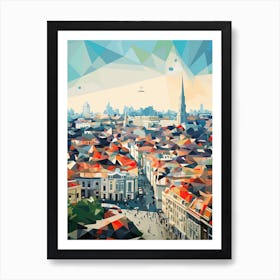 Brussels, Belgium, Geometric Illustration 2 Art Print