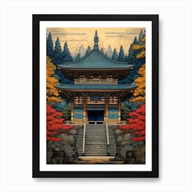 Nikko Toshogu Shrine, Japan Vintage Travel Art 4 Art Print