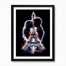 Couple With the Eiffel Tower Art Print