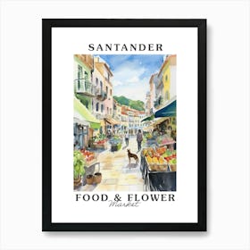 Food Market With Cats In Santander 4 Poster Art Print