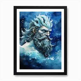  Watercolor Drawing Of Poseidon 6 Art Print