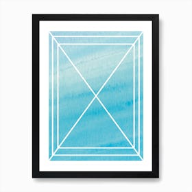 Turquoise Watercolour Grid Art Print