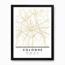 Cologne Germany City Street Map Art Print