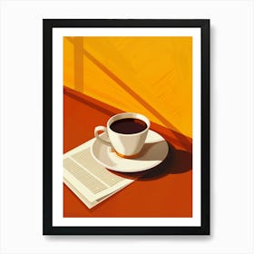 Cup Of Coffee and Books Modern Creative Art Print