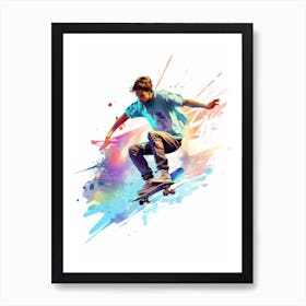 Skateboarding In Los Angeles, United States Gradient Illustration 3 Art Print