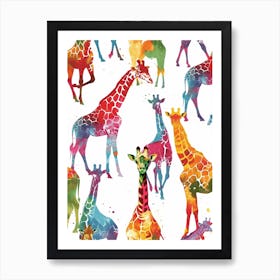 Giraffe Watercolour Pattern 3 Art Print