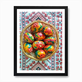 Easter Eggs In A Basket 19 Art Print