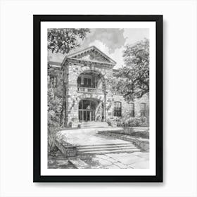 The Blanton Museum Of Art Austin Texas Black And White Watercolour 3 Art Print