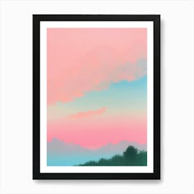 Pastel Skies Pink Horizon Retro Art Print