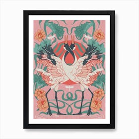 Dancing Cranes Art Print