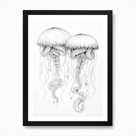 Upside Down Jellyfish Pencil Drawing 9 Art Print