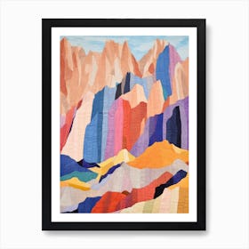 Mount Whitney United States 3 Colourful Mountain Illustration Art Print