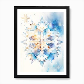 Symmetry, Snowflakes, Storybook Watercolours 3 Art Print