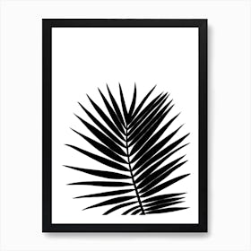 Tropical Palm Leaf Silhouette Black and White Art Print