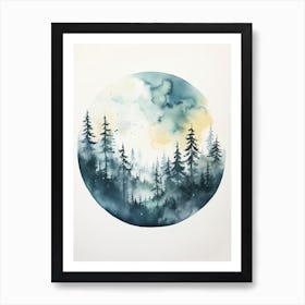 Watercolour Painting Of Boreal Forest   Northern Hemisphere 6 Art Print