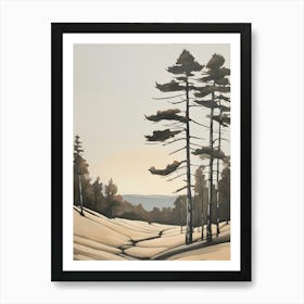 Pine Trees, Neutral Mountains Art Print