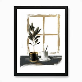 Plant In Front Of A Window Art Print