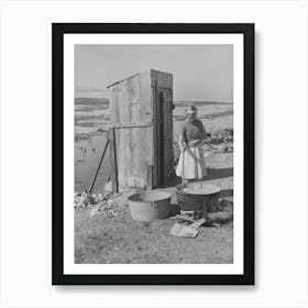 Daughter Of Roofer Washing Clothes In Front Of Family S Tent Home, Corpus Christi, Texas By Russell Lee Art Print