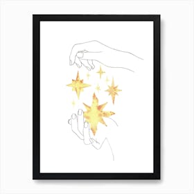 Starry Night, stars in the hands Art Print