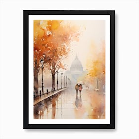 Rome Italy In Autumn Fall, Watercolour 1 Art Print