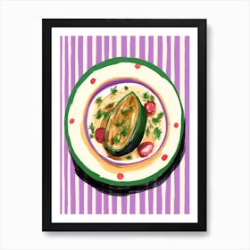 A Plate Of Grapes, Top View Food Illustration 1 Art Print