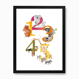 Animal Numbers Art Print