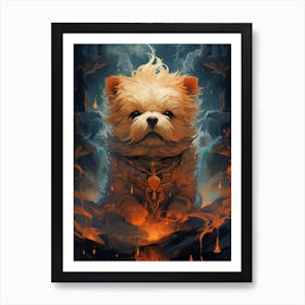 Dog In Flames Art Print