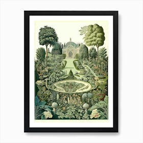Gardens Of The Palace Of Versailles, France Vintage Botanical Art Print