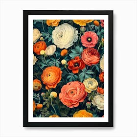 Wallpaper Roses Inspired By William Morris Art Print