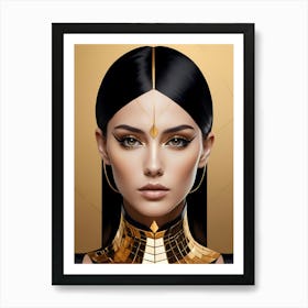 Geometric Woman Portrait Luxury Gold (16) Art Print