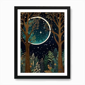 Moon In The Forest Art Print