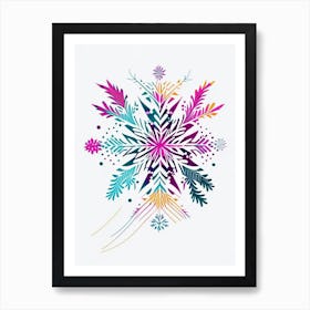 Intricate, Snowflakes, Minimal Line Drawing 3 Art Print