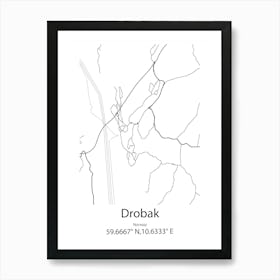 Drobak,Norway Minimalist Map Art Print