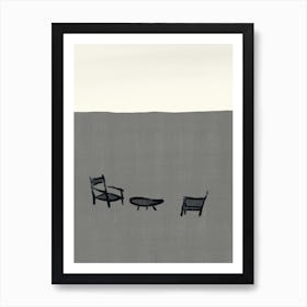 Three Chairs In The Sand Art Print