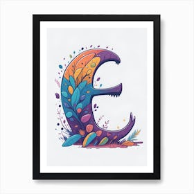 Colorful Letter E Illustration 56 Art Print