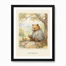 Beatrix Potter Inspired  Animal Watercolour Wombat 4 Art Print