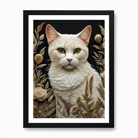 Cat With Flowers 1 Art Print