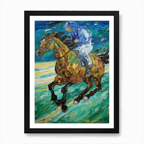 Horse Racing In The Style Of Van Gogh 1 Art Print
