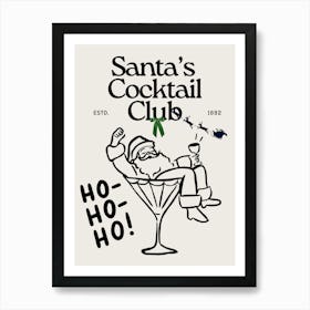 Santa’s Cocktail Club | Trendy Preppy Ho Ho Ho Christmas 2 Art Print