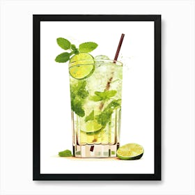 Illustration Mojito Floral Infusion Cocktail 3 Art Print