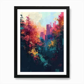 Abstract Cityscape | Pixel Minimalism Art Series 1 Art Print